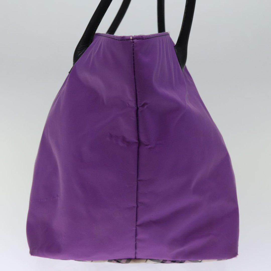 BurberrySs Nova Check Blue Label Tote Bag Nylon Purple Auth bs14287