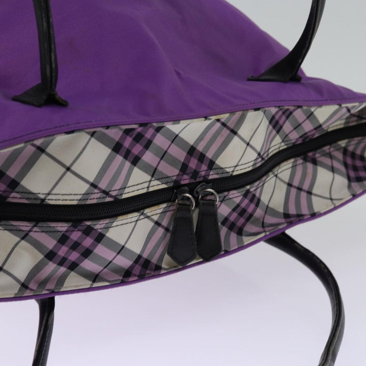 BurberrySs Nova Check Blue Label Tote Bag Nylon Purple Auth bs14287