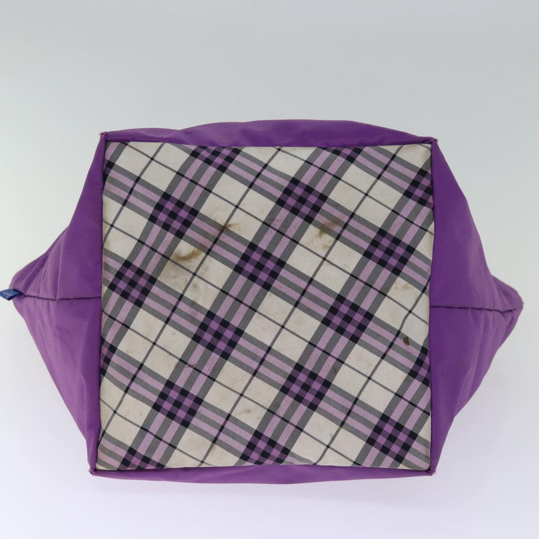BurberrySs Nova Check Blue Label Tote Bag Nylon Purple Auth bs14287