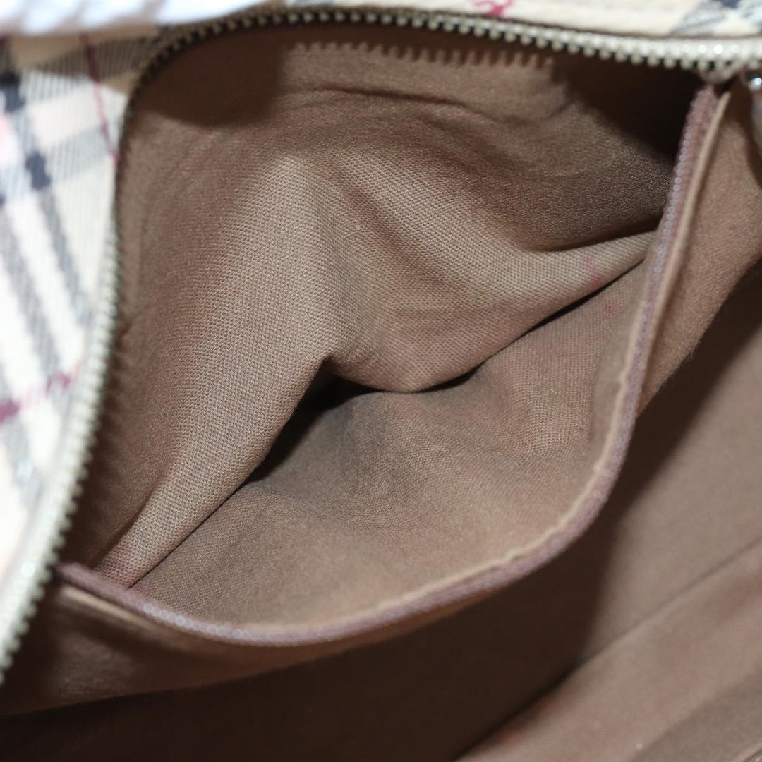 Burberry Nova Check Blue Label Hand Bag Canvas Beige Auth bs14288