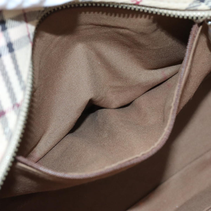 Burberry Nova Check Blue Label Hand Bag Canvas Beige Auth bs14288