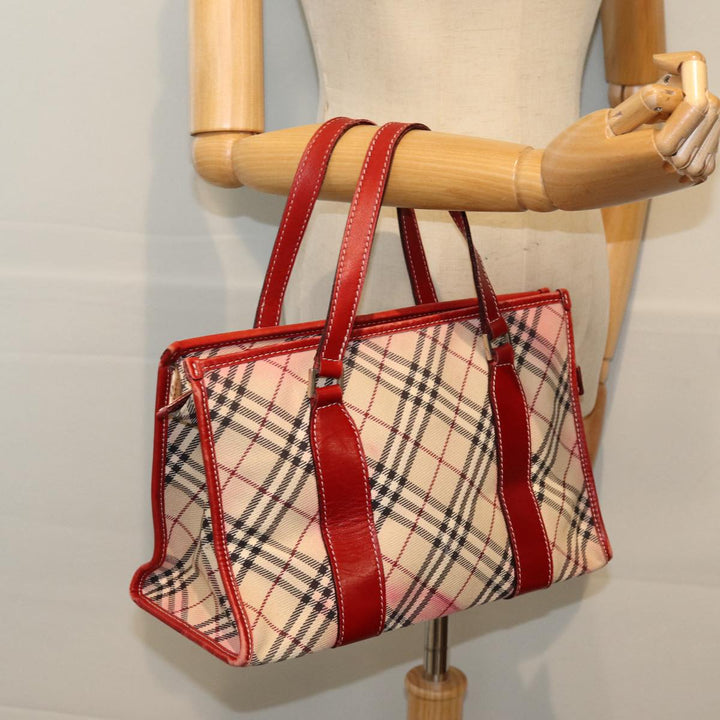Burberry Nova Check Blue Label Hand Bag Canvas Beige Auth bs14288