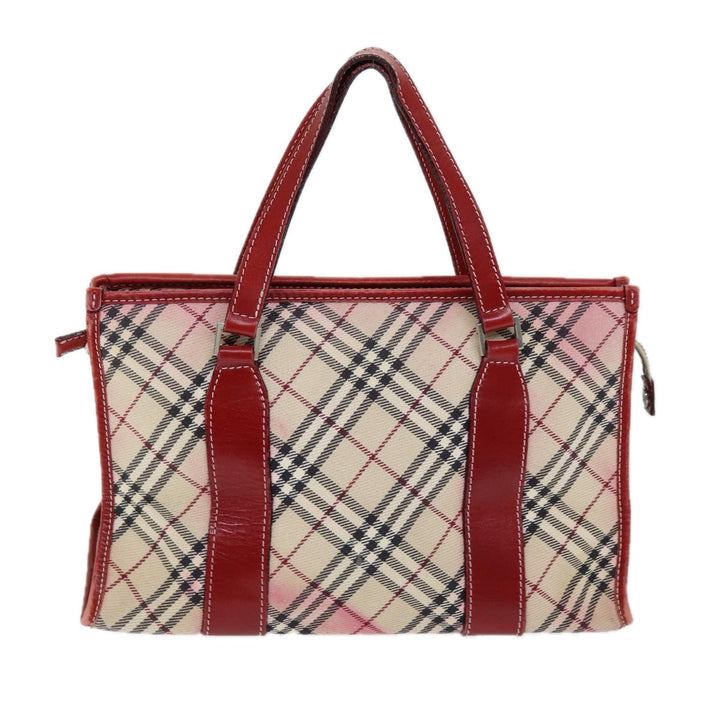 Burberry Nova Check Blue Label Hand Bag Canvas Beige Auth bs14288
