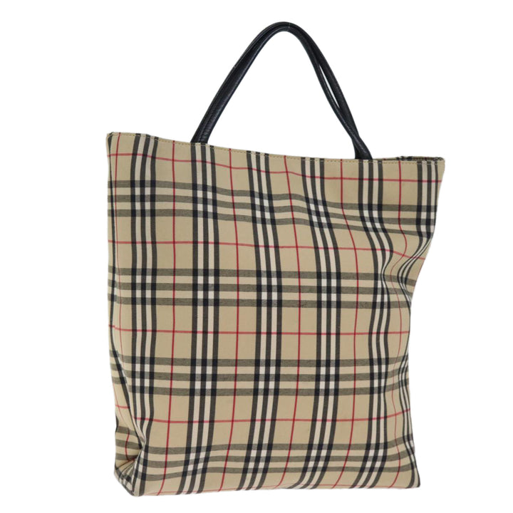 Burberry Nova Check Hand Bag Nylon Beige Auth bs14289