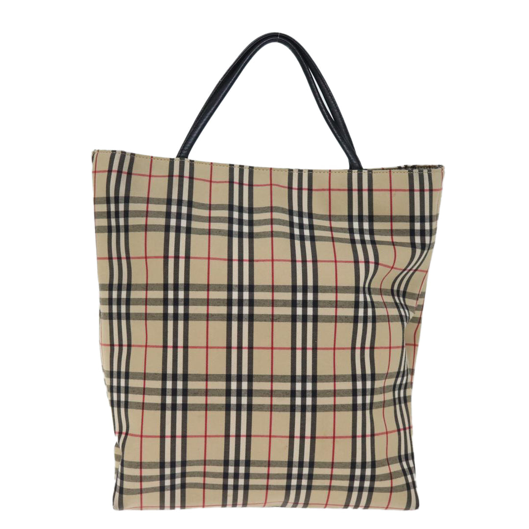 Burberry Nova Check Hand Bag Nylon Beige Auth bs14289