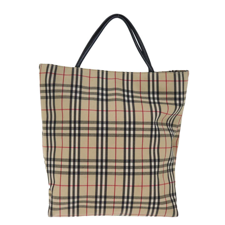 Burberry Nova Check Hand Bag Nylon Beige Auth bs14289