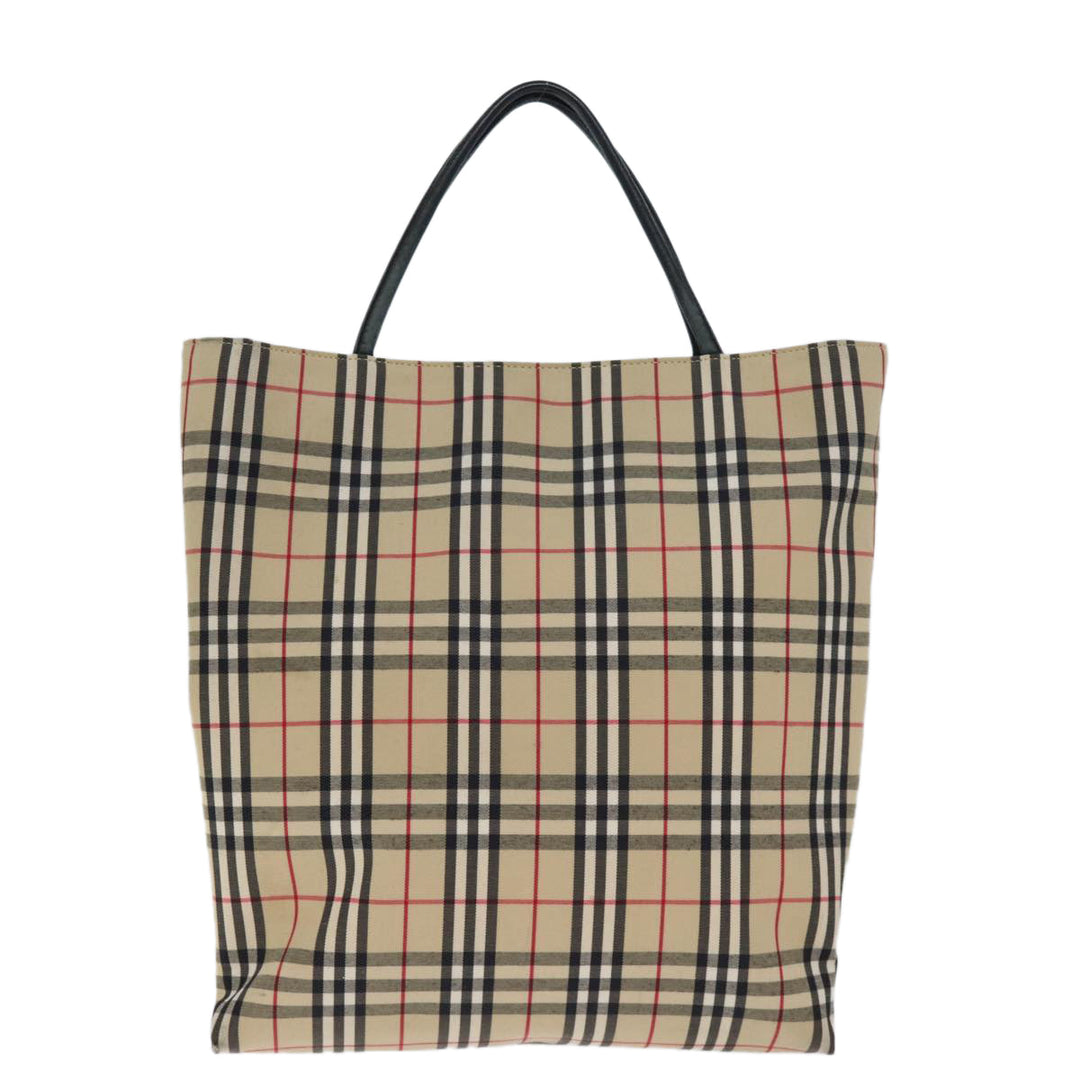 Burberry Nova Check Hand Bag Nylon Beige Auth bs14289