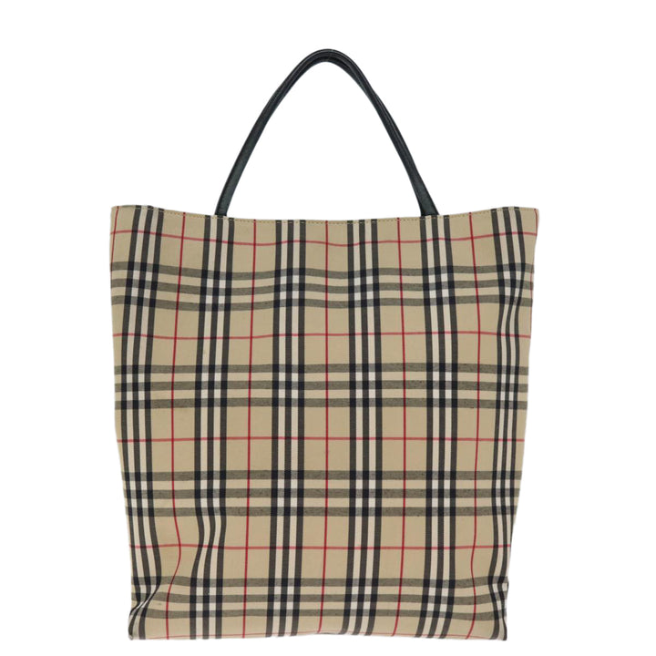 Burberry Nova Check Hand Bag Nylon Beige Auth bs14289