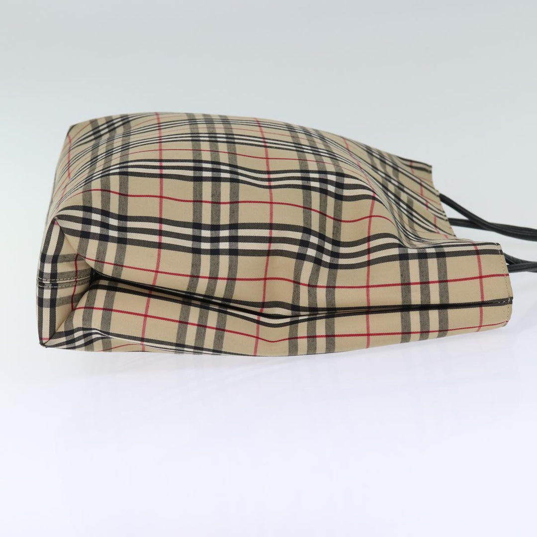 Burberry Nova Check Hand Bag Nylon Beige Auth bs14289