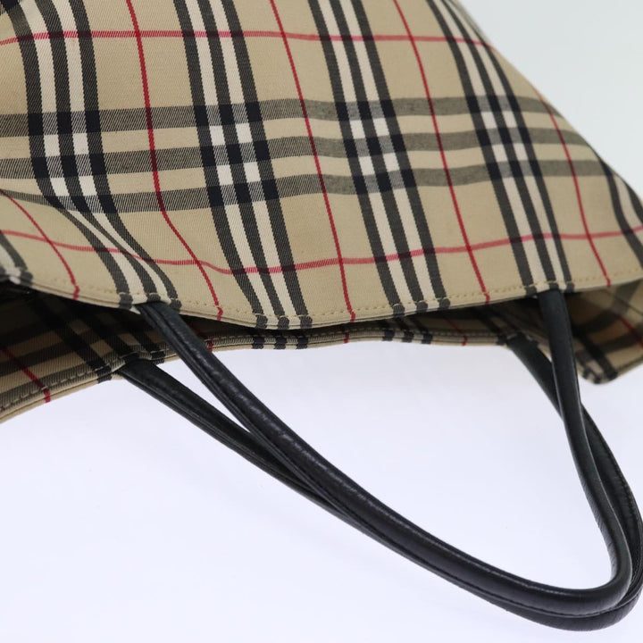 Burberry Nova Check Hand Bag Nylon Beige Auth bs14289
