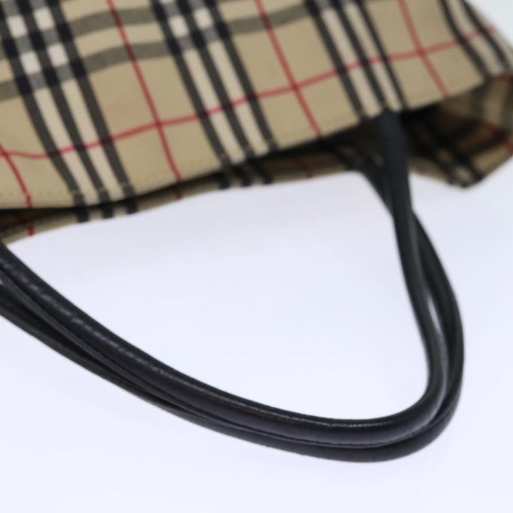 Burberry Nova Check Hand Bag Nylon Beige Auth bs14289
