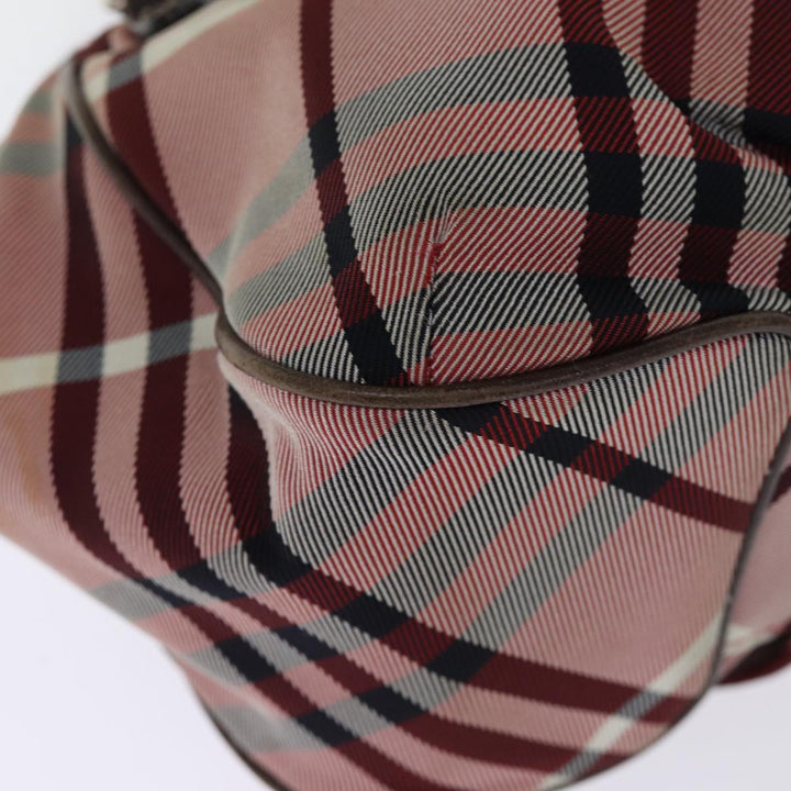 Top Quality Burberry Nova Check Blue Label Hand Bag Canvas Pink Auth bs14318