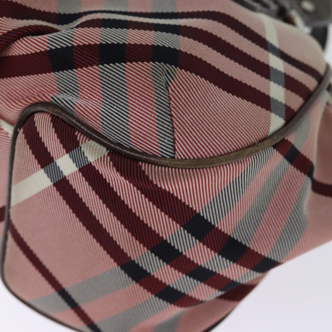 Top Quality Burberry Nova Check Blue Label Hand Bag Canvas Pink Auth bs14318