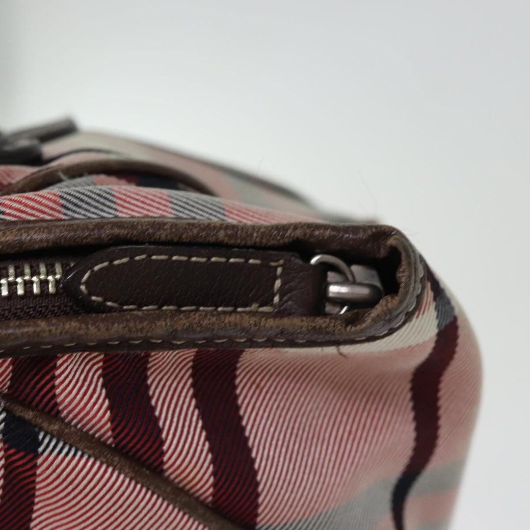 Top Quality Burberry Nova Check Blue Label Hand Bag Canvas Pink Auth bs14318