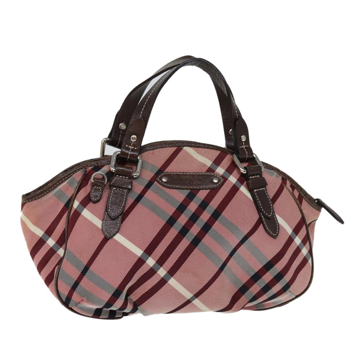 Top Quality Burberry Nova Check Blue Label Hand Bag Canvas Pink Auth bs14318