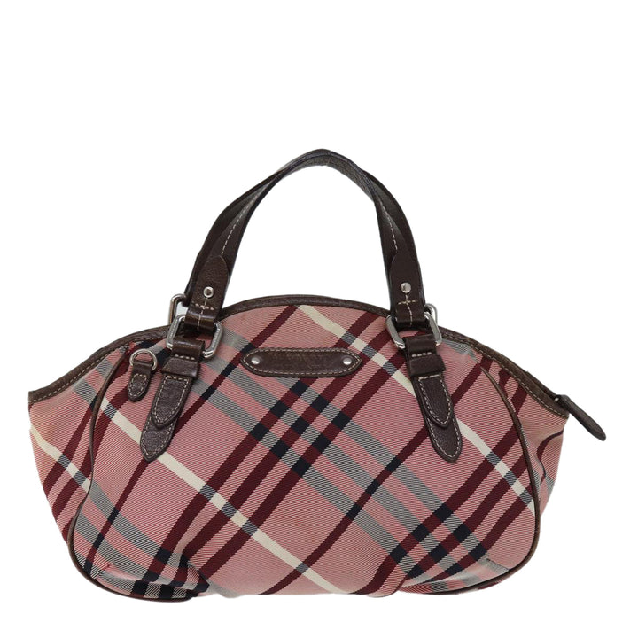 Top Quality Burberry Nova Check Blue Label Hand Bag Canvas Pink Auth bs14318