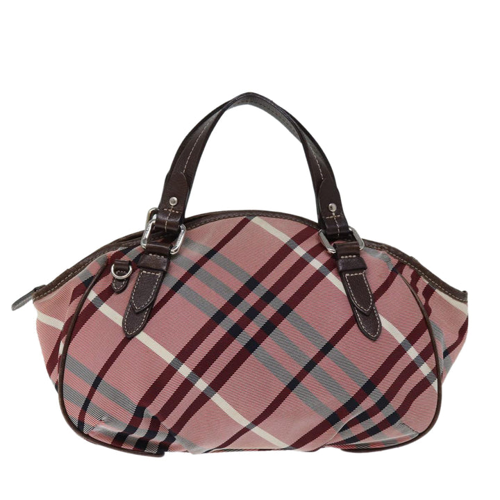 Top Quality Burberry Nova Check Blue Label Hand Bag Canvas Pink Auth bs14318