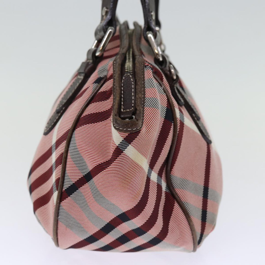 Top Quality Burberry Nova Check Blue Label Hand Bag Canvas Pink Auth bs14318
