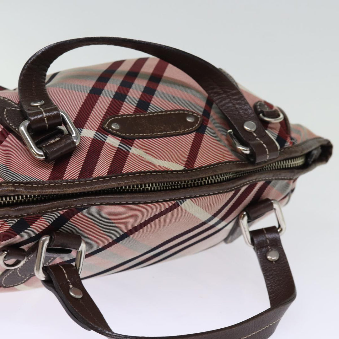 Top Quality Burberry Nova Check Blue Label Hand Bag Canvas Pink Auth bs14318