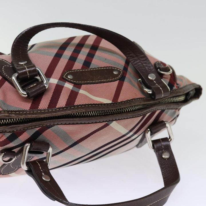 Top Quality Burberry Nova Check Blue Label Hand Bag Canvas Pink Auth bs14318