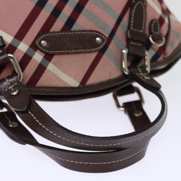 Top Quality Burberry Nova Check Blue Label Hand Bag Canvas Pink Auth bs14318