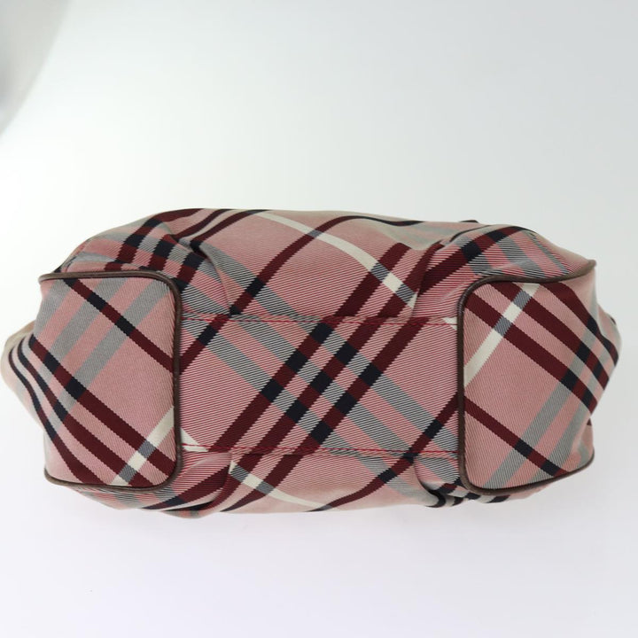 Top Quality Burberry Nova Check Blue Label Hand Bag Canvas Pink Auth bs14318