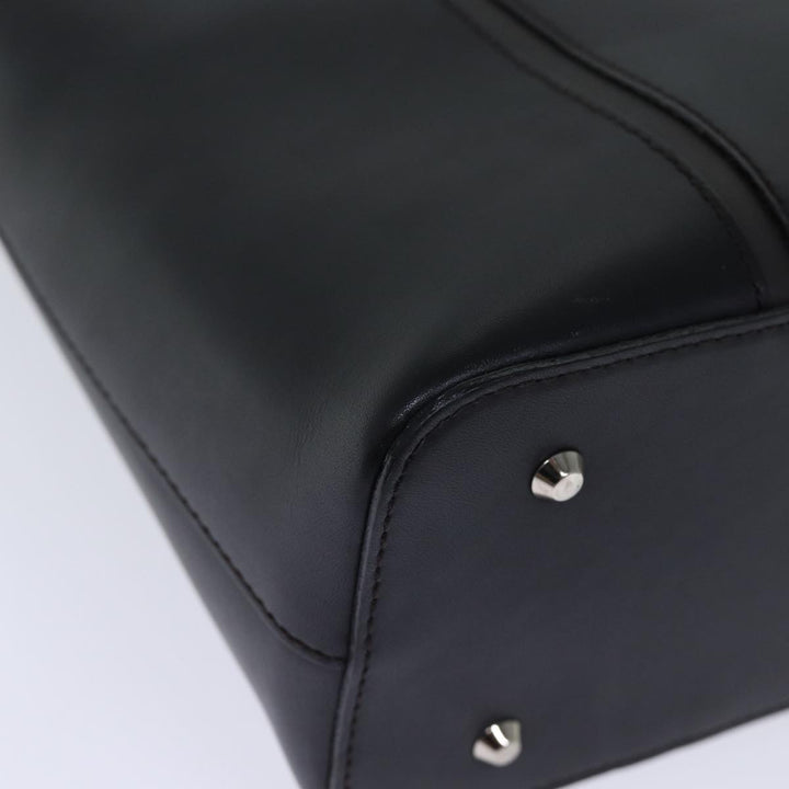 Burberry Tote Bag Leather Black Auth bs14319