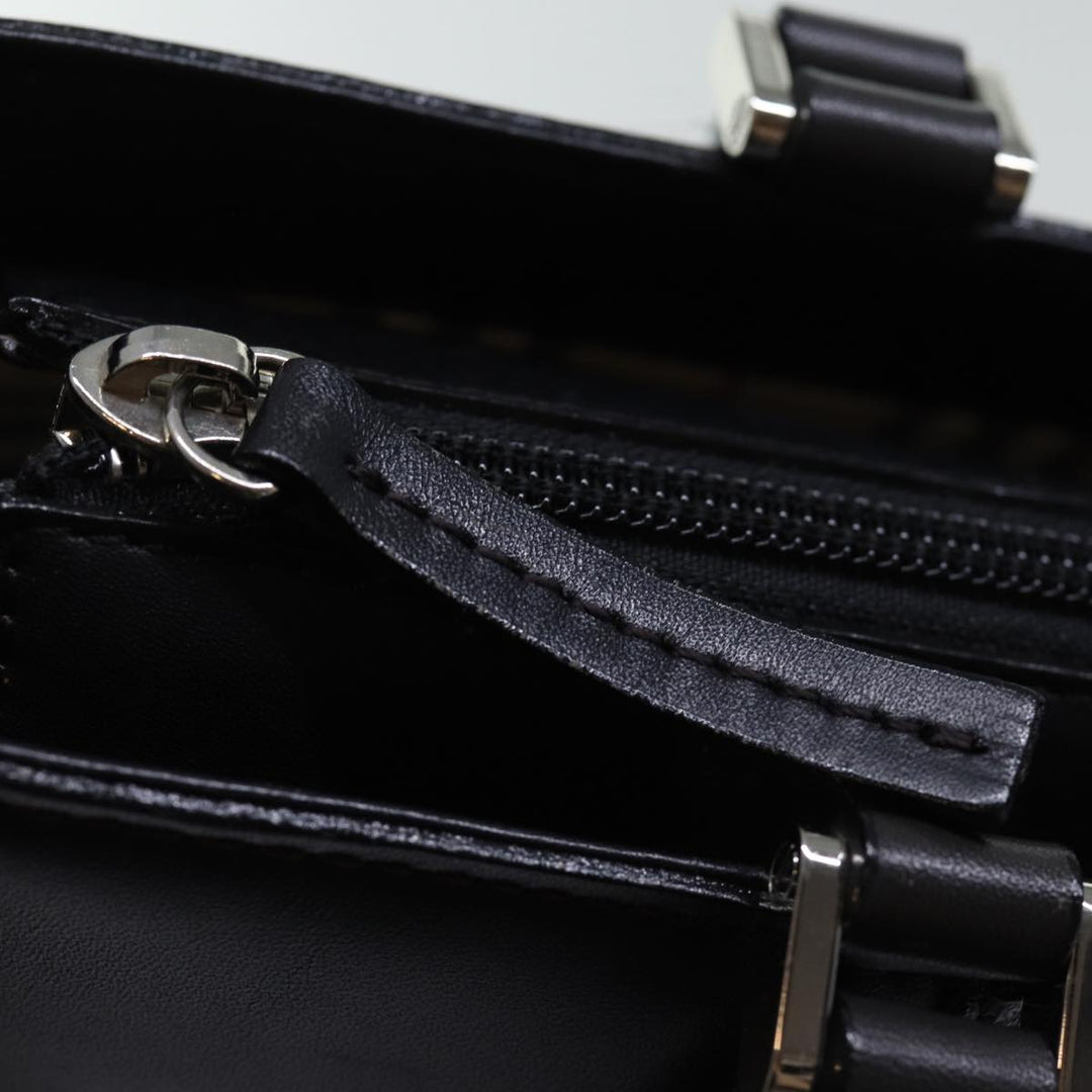 Burberry Tote Bag Leather Black Auth bs14319