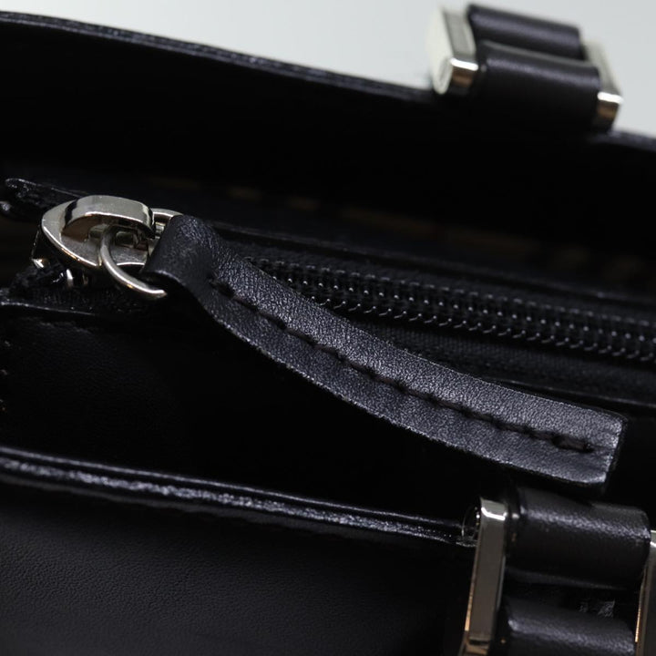 Burberry Tote Bag Leather Black Auth bs14319