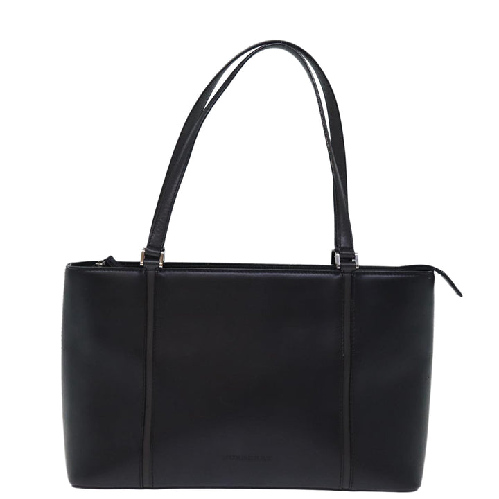 Burberry Tote Bag Leather Black Auth bs14319