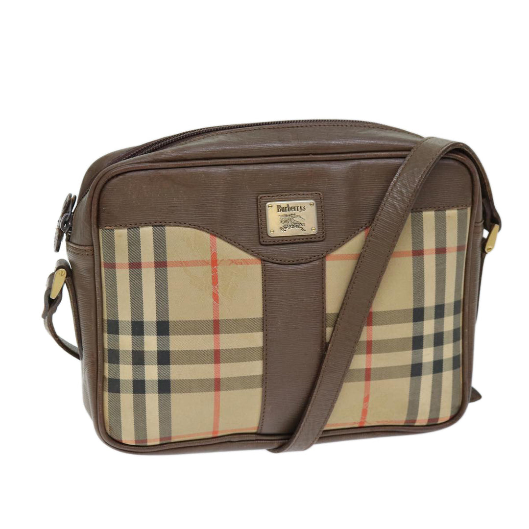 BURBERRYSs Nova Check Shoulder Bag Canvas Beige Auth bs14325