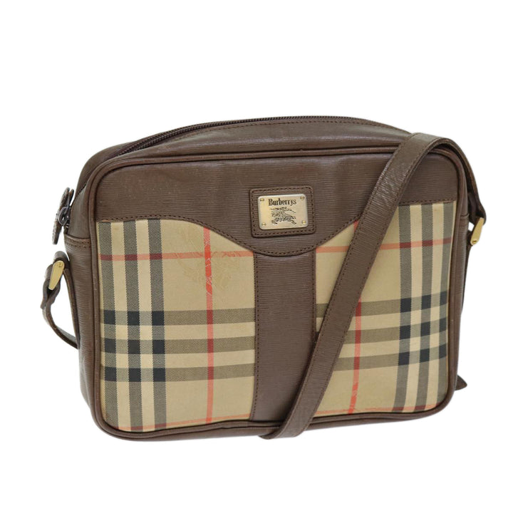 BURBERRYSs Nova Check Shoulder Bag Canvas Beige Auth bs14325