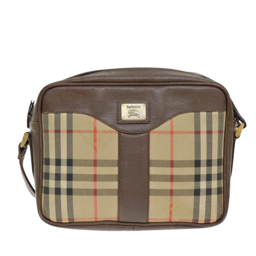 BURBERRYSs Nova Check Shoulder Bag Canvas Beige Auth bs14325