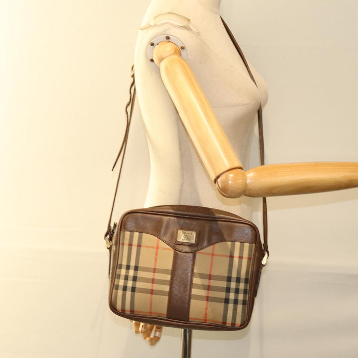 BURBERRYSs Nova Check Shoulder Bag Canvas Beige Auth bs14325