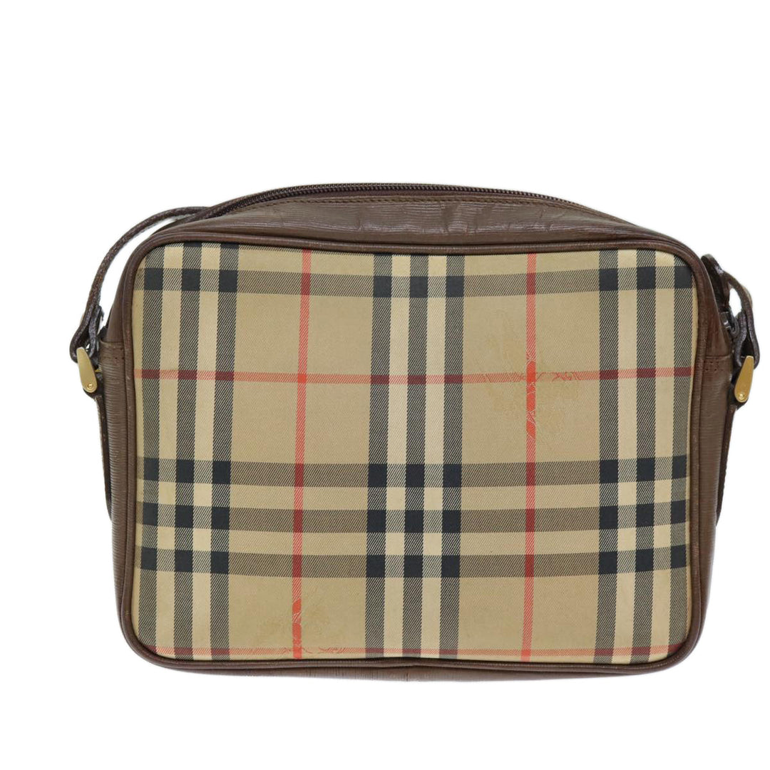 BURBERRYSs Nova Check Shoulder Bag Canvas Beige Auth bs14325