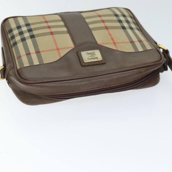 BURBERRYSs Nova Check Shoulder Bag Canvas Beige Auth bs14325