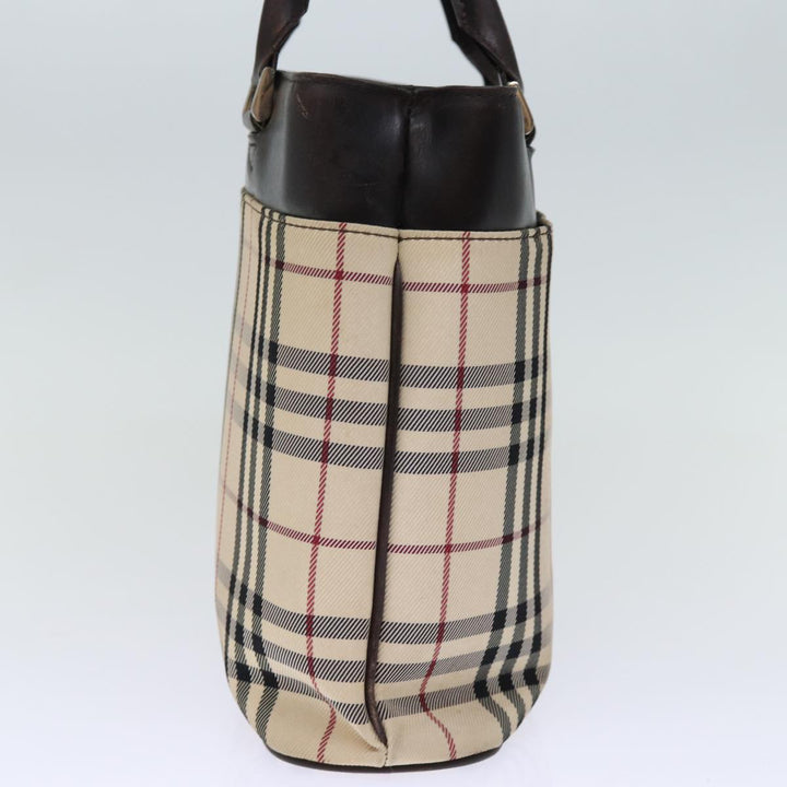 BURBERRY Nova Check Hand Bag Canvas Beige Auth bs14326
