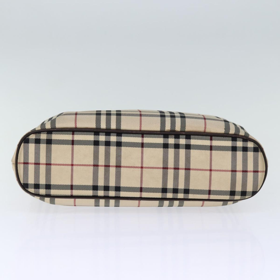 BURBERRY Nova Check Hand Bag Canvas Beige Auth bs14326