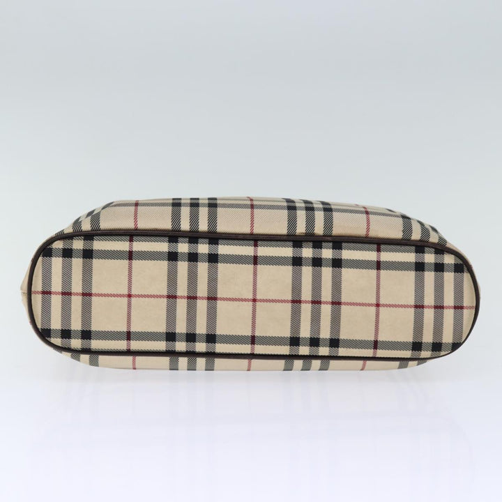 BURBERRY Nova Check Hand Bag Canvas Beige Auth bs14326