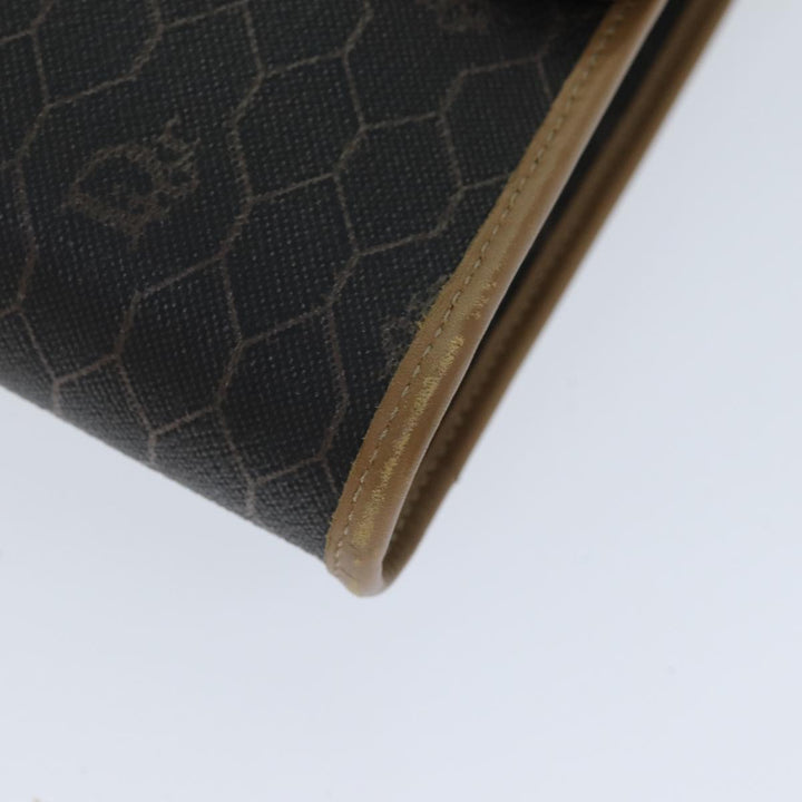 CHRISTIAN Dior Honeycomb Canvas Chain Bag PVC Leather Black Auth bs14329