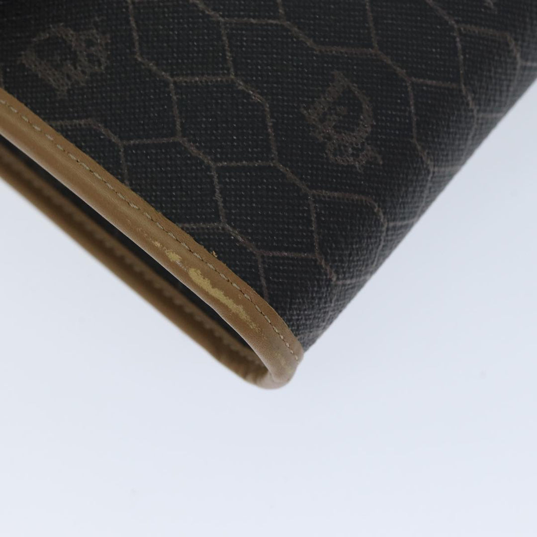 CHRISTIAN Dior Honeycomb Canvas Chain Bag PVC Leather Black Auth bs14329