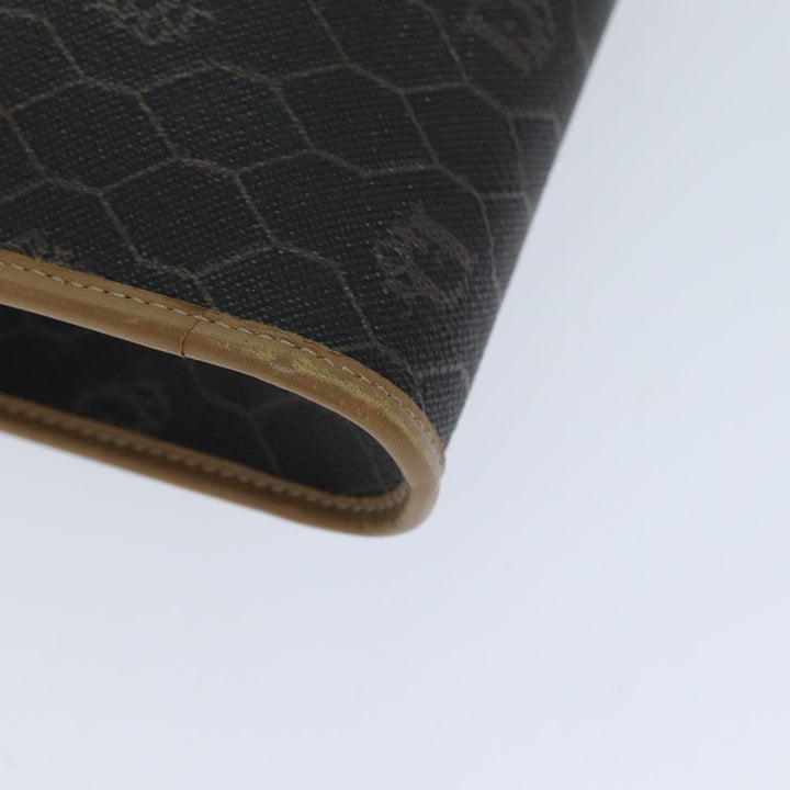 CHRISTIAN Dior Honeycomb Canvas Chain Bag PVC Leather Black Auth bs14329