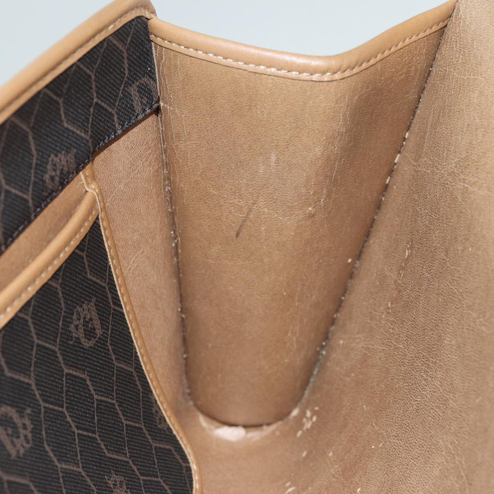 CHRISTIAN Dior Honeycomb Canvas Chain Bag PVC Leather Black Auth bs14329
