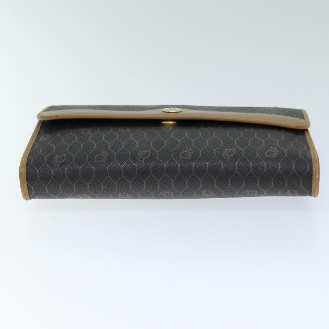 CHRISTIAN Dior Honeycomb Canvas Chain Bag PVC Leather Black Auth bs14329