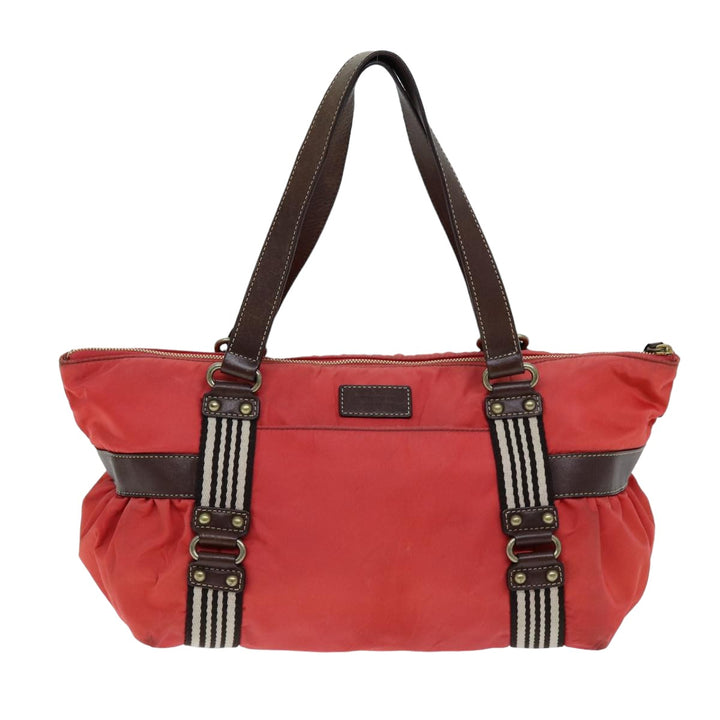 Burberry Blue Label Hand Bag Nylon Orange Auth bs14346