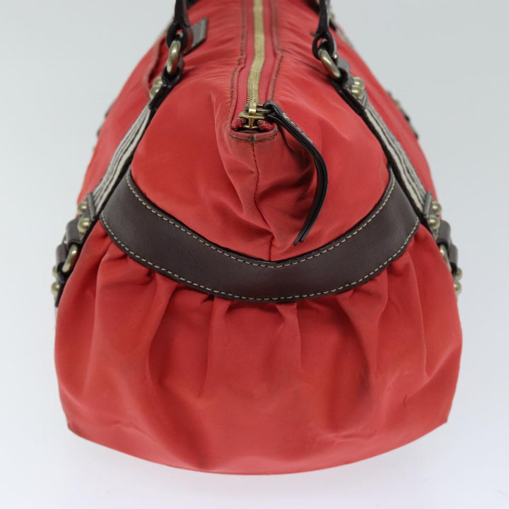Burberry Blue Label Hand Bag Nylon Orange Auth bs14346