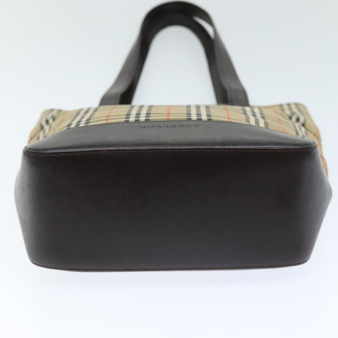 Burberry Nova Check Tote Bag Canvas Leather Beige Auth bs14347