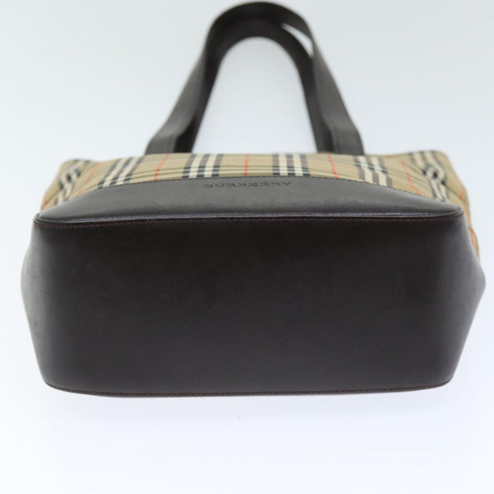 Burberry Nova Check Tote Bag Canvas Leather Beige Auth bs14347