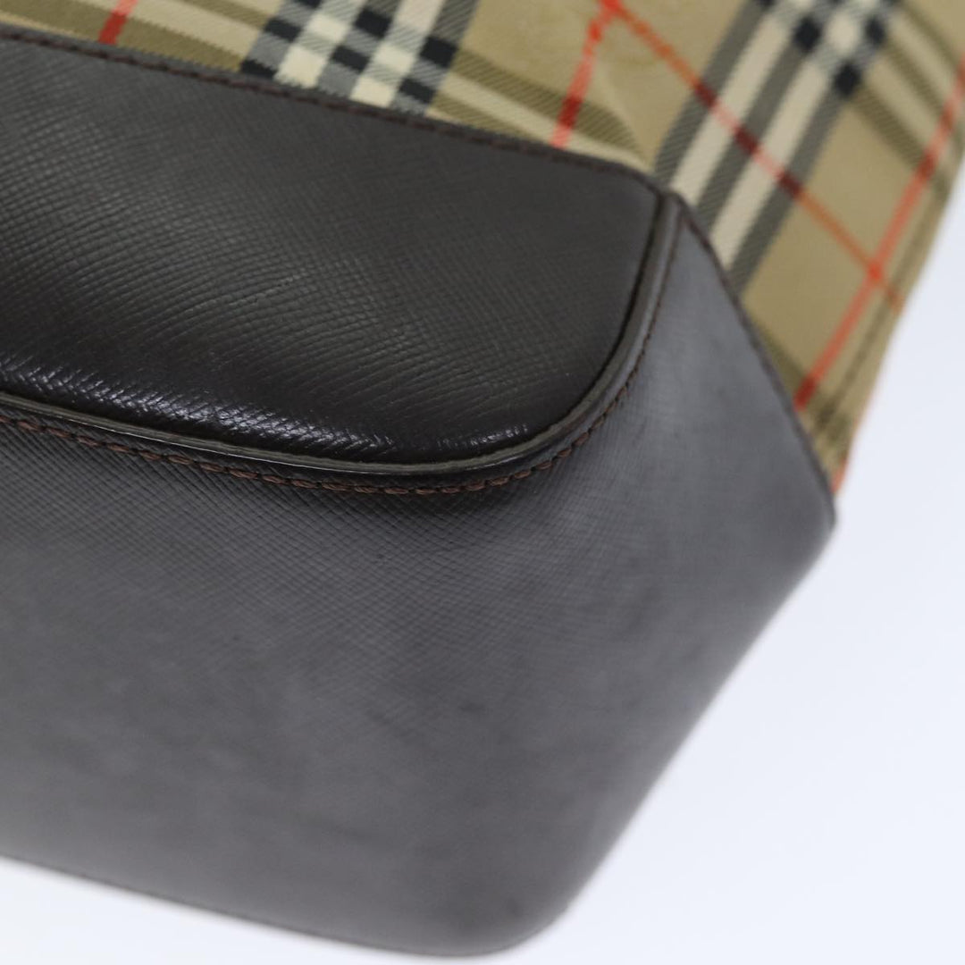Burberry Nova Check Tote Bag Canvas Leather Beige Auth bs14347