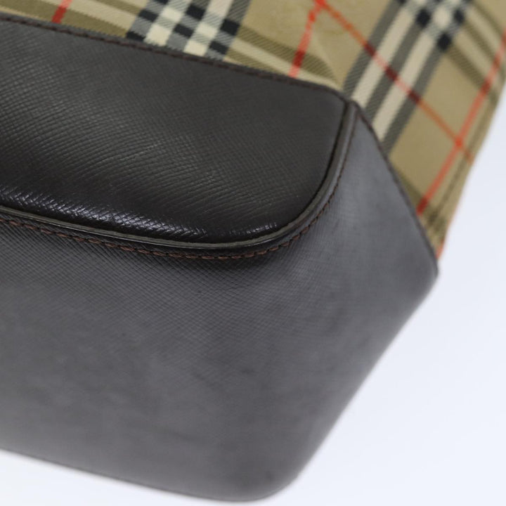 Burberry Nova Check Tote Bag Canvas Leather Beige Auth bs14347